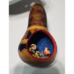 Handcrafted Nativity Gourd Christmas Ornament Peruvian Hand Painted